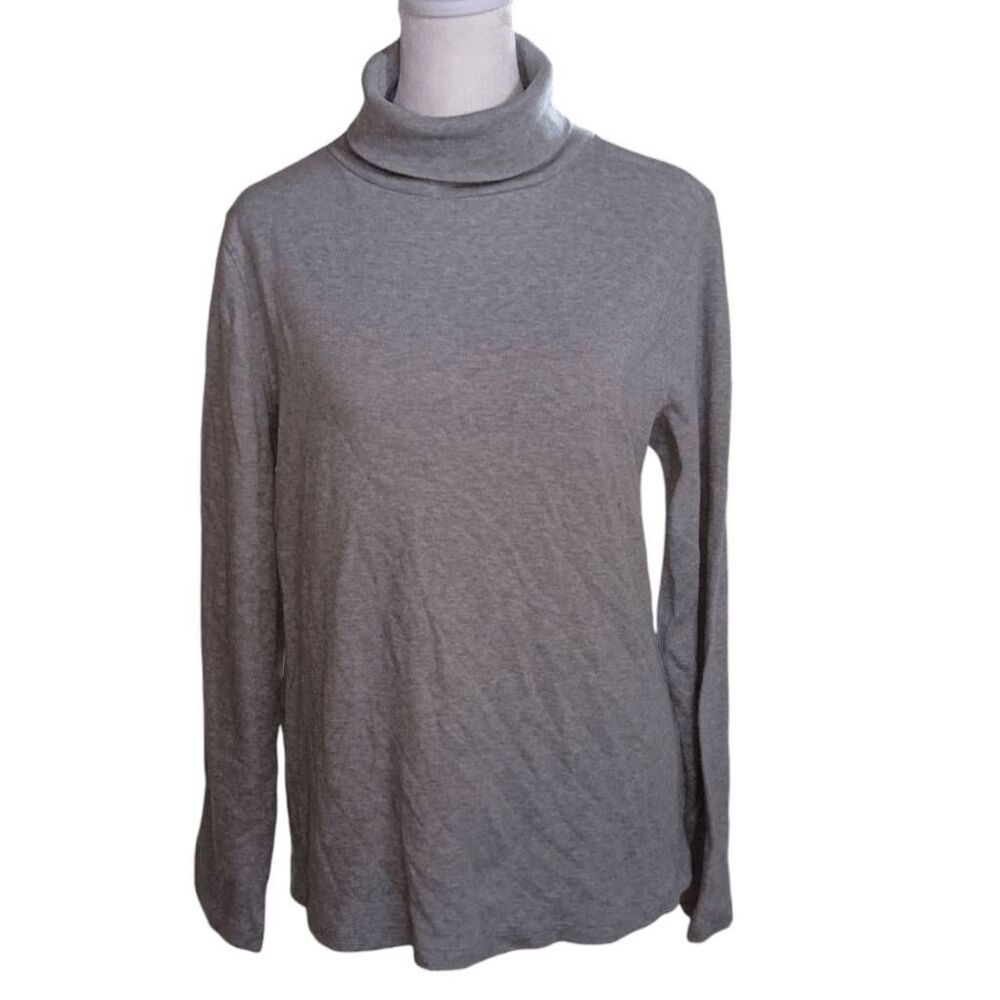 Liz Claiborne Gray Turtleneck Shirt Long Sleeve 100% Cotton Sz L